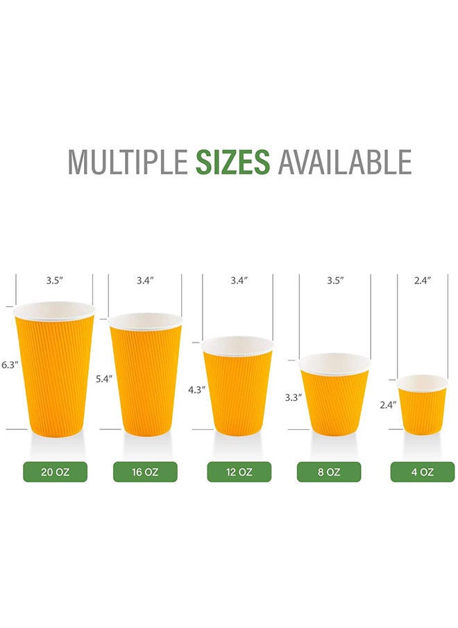 Restaurantware Restaurantware 4 Ounce Ripple Insulated Coffee Cups, 500 Double Wall Corrugated Tumblers, Leakproof, Non-Slip Yellow Paper Design, Recyclable, Ribbed Surface, Matching Lids Sold Separately  - Image 5