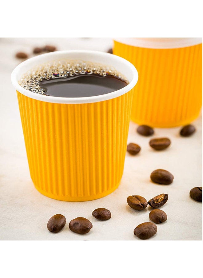 Restaurantware Restaurantware 4 Ounce Ripple Insulated Coffee Cups, 500 Double Wall Corrugated Tumblers, Leakproof, Non-Slip Yellow Paper Design, Recyclable, Ribbed Surface, Matching Lids Sold Separately  - Image 4