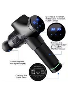 LEXIN Portable Rechargeable Massage Gun for Pain Relief, with 7-Piece Special Replacement Heads and LCD Screen.30-Speed choices（Leather version）  - Image 3