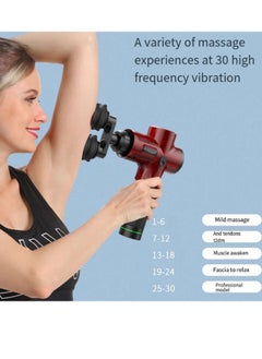 LEXIN Portable Rechargeable Massage Gun for Pain Relief, with 7-Piece Special Replacement Heads and LCD Screen.30-Speed choices（Leather version）  - Image 4