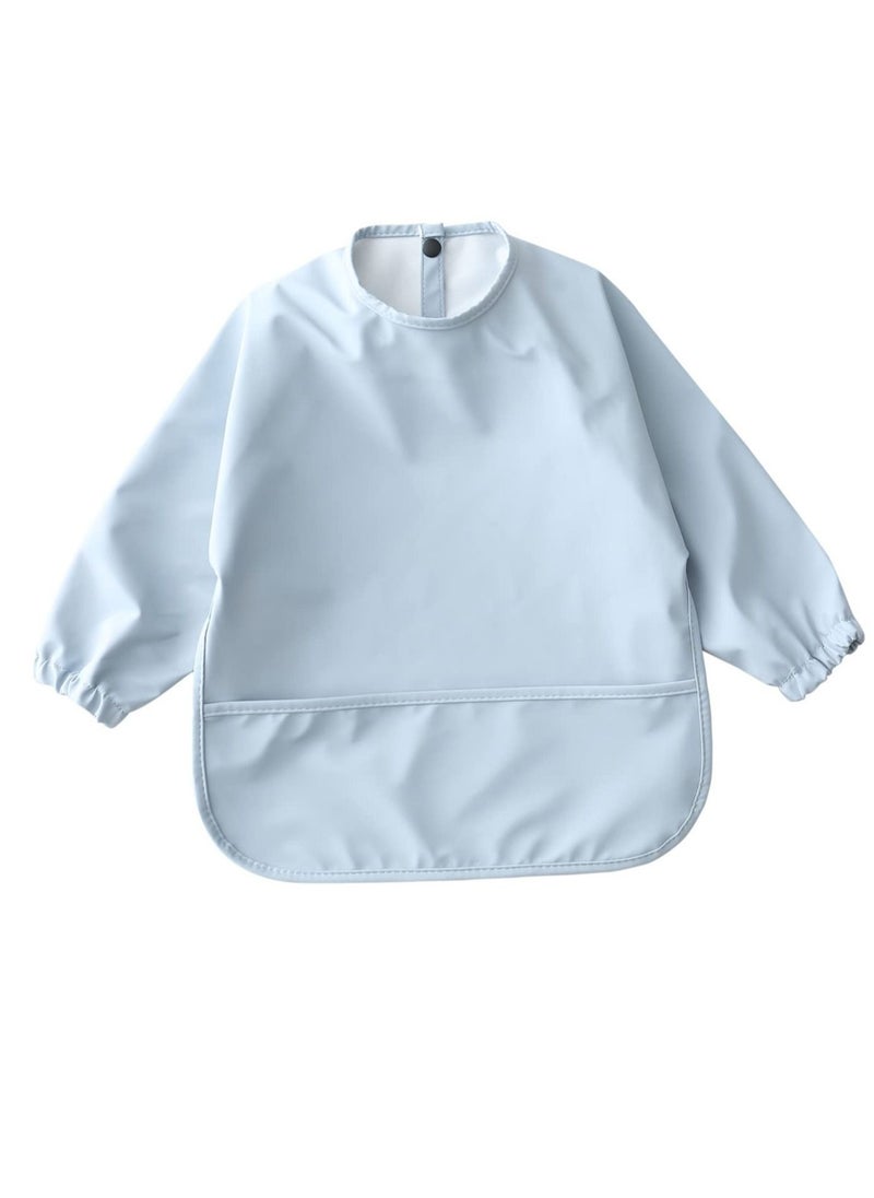 Y&D Waterproof Baby Bibs,Infant Toddler Long Sleeve Feeding Bib With Food Catcher, Wipe Clean & Washable Stain Oil and Odor Resistant for boy girl  - Image 1