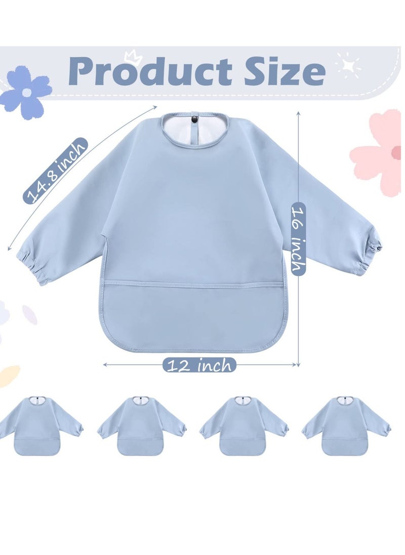 Y&D Waterproof Baby Bibs,Infant Toddler Long Sleeve Feeding Bib With Food Catcher, Wipe Clean & Washable Stain Oil and Odor Resistant for boy girl  - Image 5