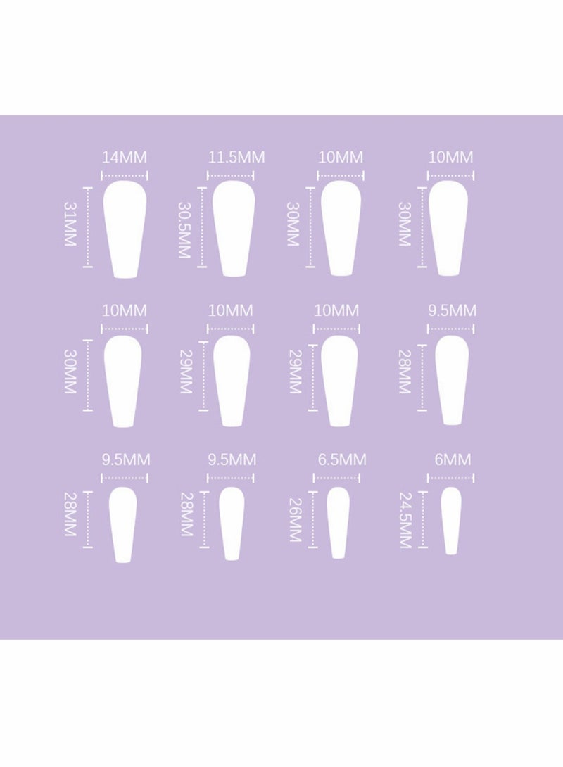 Captaintech Fake Nails, 24 Pcs Fashion Fake Nails,  Geometric Shape Stiletto Glossy Acrylic Nails, Purple Pink Color Contrast Natural False Nails, Full Cover Artificial Press on Nails for Women and Girls - Image 5
