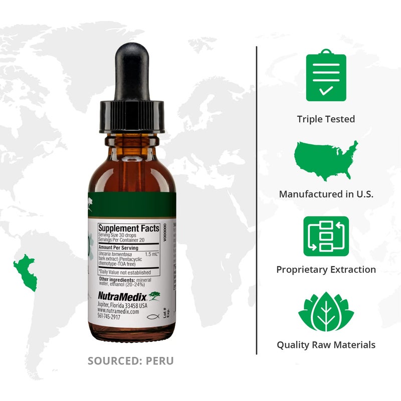 NutraMedix Samento Cat's Claw Tincture - Cat's Claw Tick Immune Support Supplement for Brain, Antioxidant, Cardiovascular & Microbial Support - Bioavailable Herbal Supplements from Nature (1oz / 30ml) - Image 2