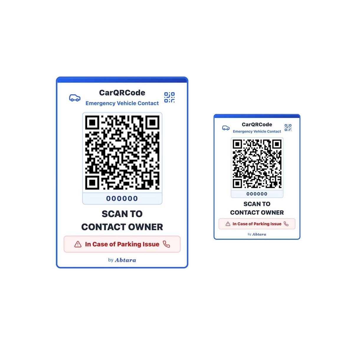 Abtara Car QR Code Sticker for Emergency Contact & Parking Issues ...