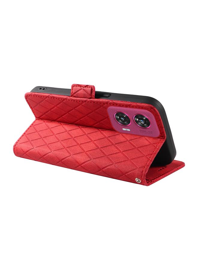 S-TOP Case For Motorola Edge 50 Fusion Dual-color Rhombic Lattice Leather Phone Case - Image 5