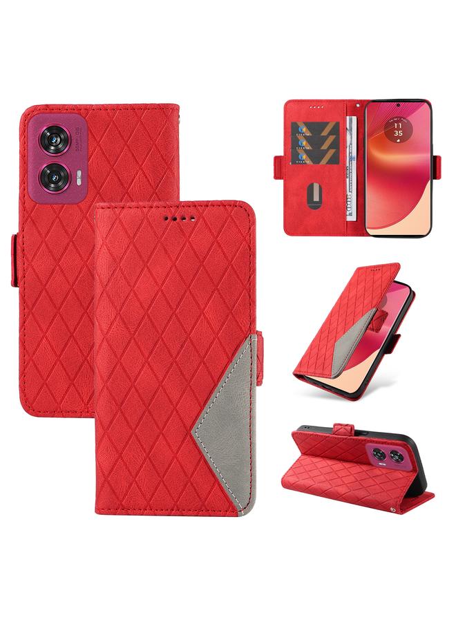S-TOP Case For Motorola Edge 50 Fusion Dual-color Rhombic Lattice Leather Phone Case - Image 1