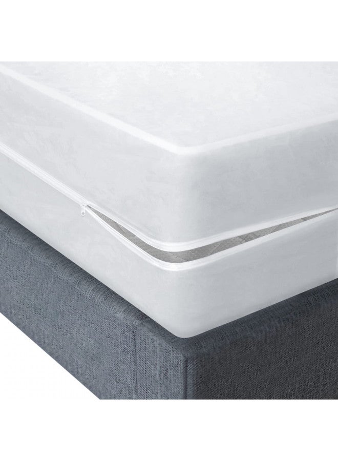 SHOPBEDDING Plastic Mattress Protector Zippered Cot Size, Waterproof Vinyl Mattress Cover, Heavy Duty Noiseless Mattress Encasement by Blissford - Image 1