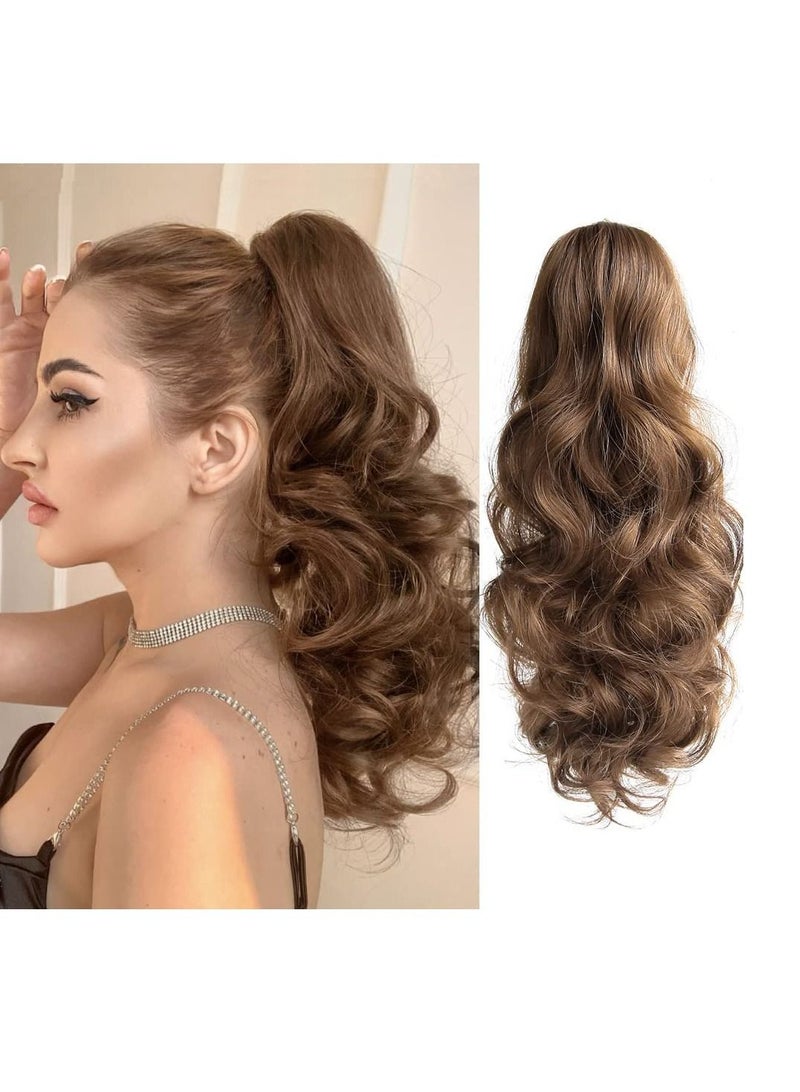 إستيل وصلات شعر تمديد ذيل حصان مخلب شعر مستعار صناعي مموج شعر مستعار صناعي في شعر مستعار يومي منفوش مجعد ذيل حصان قطع شعر أشقر للنساء بني - Image 1