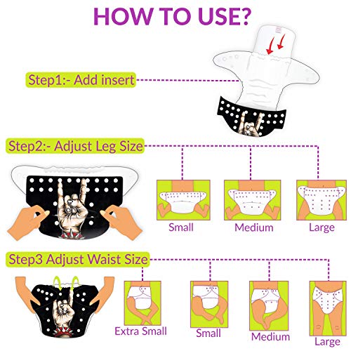 Bembika Cloth Polyester Diapers for Babies, Washable Reusable Adjustable Sizes No Inserts Included (0-2 Years) -Combo Pack of 4 - Image 4