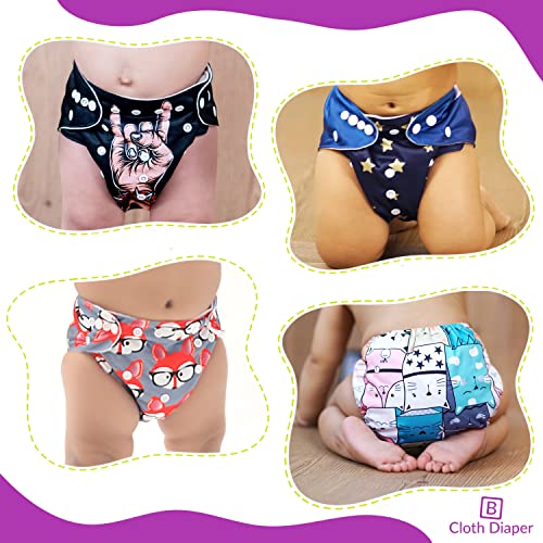 Bembika Cloth Polyester Diapers for Babies, Washable Reusable Adjustable Sizes No Inserts Included (0-2 Years) -Combo Pack of 4 - Image 2
