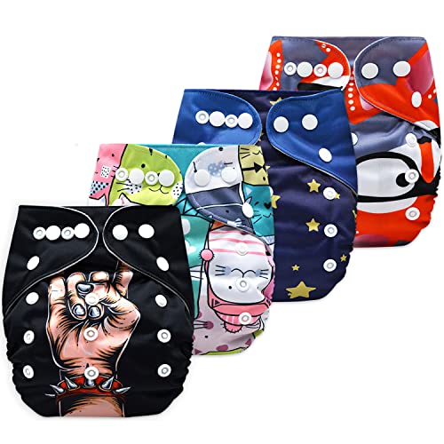 Bembika Cloth Polyester Diapers for Babies, Washable Reusable Adjustable Sizes No Inserts Included (0-2 Years) -Combo Pack of 4 - Image 1