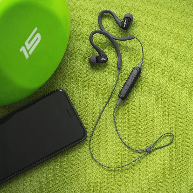 Koss BT232i Wireless Bluetooth Earclips, In-Line Microphone, Volume Control and Touch Remote, Sweat Resistant, Dark Grey and Black - Image 3