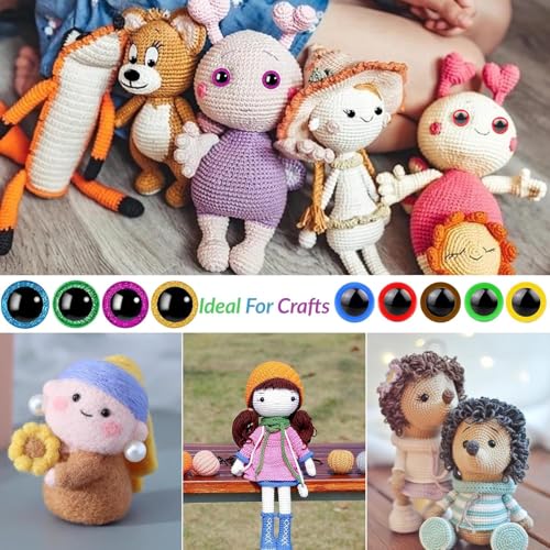 Tusmad 1100PCS Safety Eyes and Noses, Amigurumi Safety Eyes for Crocheting, Colorful Doll Crochet Eyes with Washers for Plush Animal, Crochet Toy, Stuffed Doll and Teddy Bear (1100PCS Safety Eyes) - Image 4