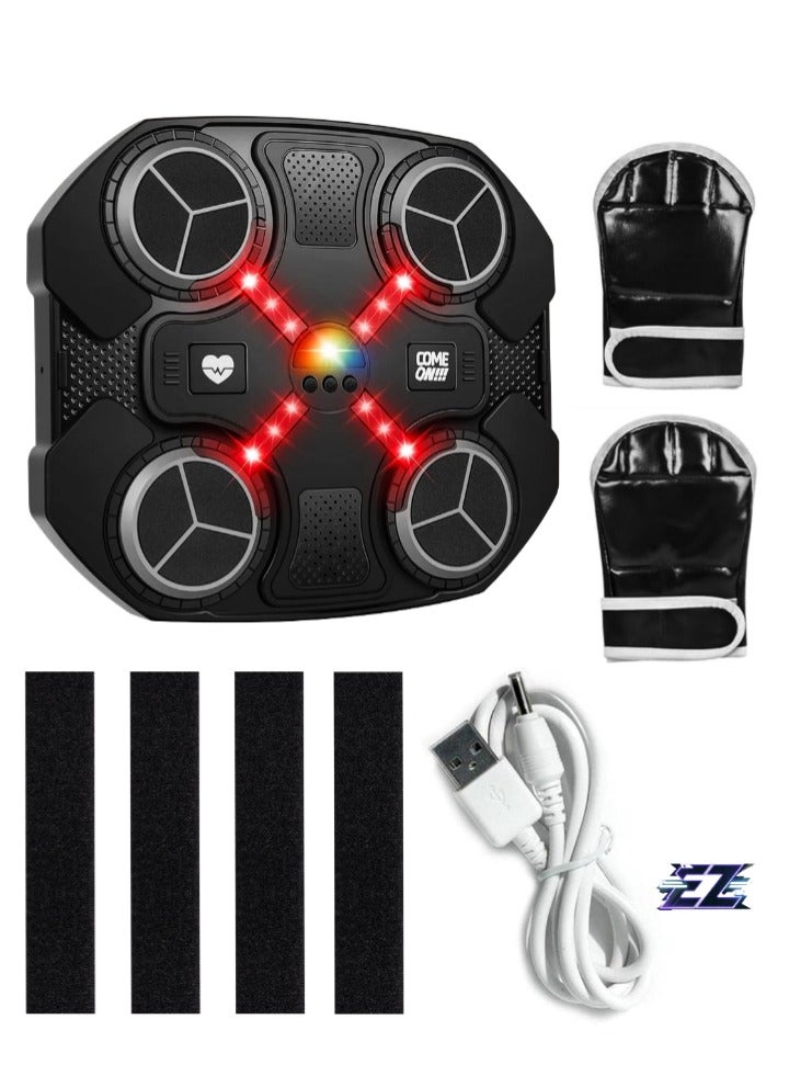 ELTRAZONE آلة الملاكمة الموسيقية للأطفال مع بلوتوث - ارتفاع قابل للتعديل، 3 أوضاع تدريب تفاعلية، وسادة ملاكمة تفاعلية للأولاد والبنات من عمر 3-14، مدرب لياقة بدنية مثبت على الحائط، منطقة من رغوة EVA، قفازات وحزام فيلكرو متضمنة - Image 1