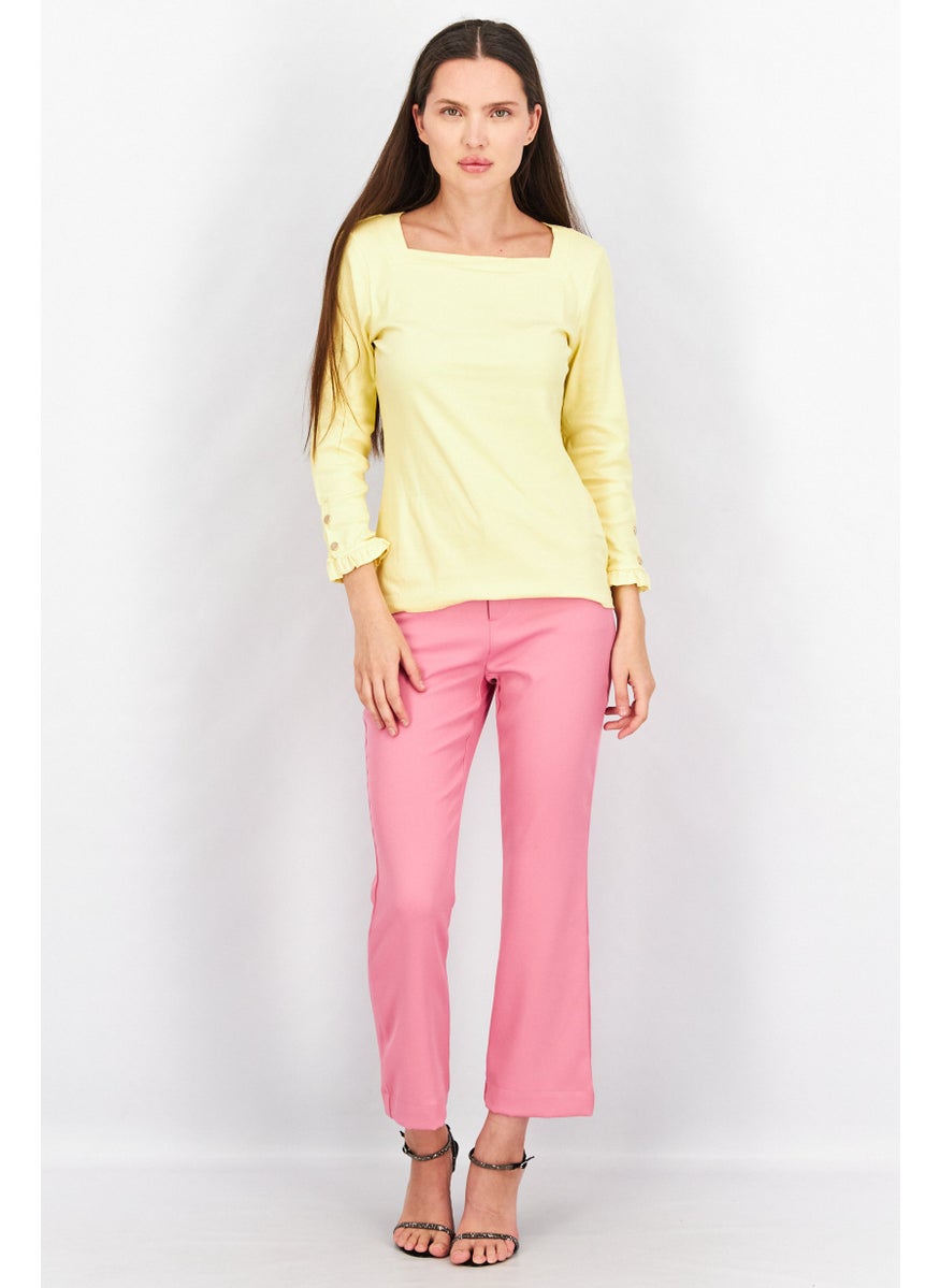 Women Square Neck Long Sleeve Plain Tops, Yellow - pzsku/ZB88FD328B6E1E6B7918AZ/45/_/1740495302/2d579d13-51ae-40b5-a2d5-acbe55ffac3f