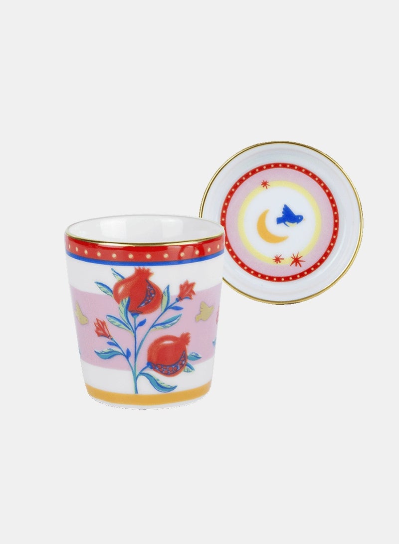 Baci milano Espresso Porcelain Cup with Lid/Saucer Pomegranate  – 5.5x7 cm  - Image 1
