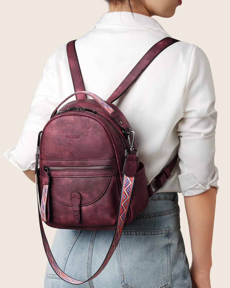FADEON Mini Backpack Purse for Women, Designer Leather Cute Roomly Backpacks, Daily Ladies Shoulder Backpack Fashion Handbag - Image 2