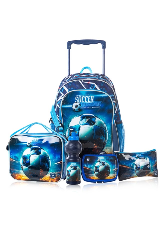 Eazy Kids Eazy Kids Set of 5 Trolley 16" School Bag Combo - Football  - Image 1