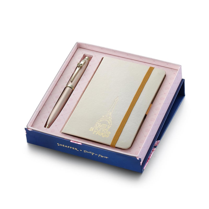 Sheaffer 100 Eip 9377 Champagne Gold Ballpoint Pen With Champagne Gold Trim And Hardbound Small Notebook - Gift Set - Image 2