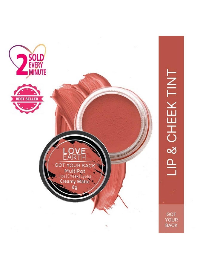 Love Earth Lip Tint & Cheek Tint Multipot-Got Your Back With Richness Of Essential Oils And Vitamin E For Lips, Eyelids & Cheeks, Matte Finish - Coral - Image 2