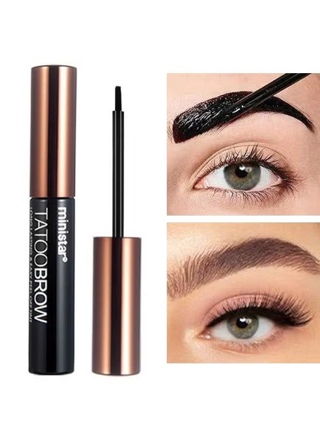 مينيستار حواء الحواجب بالوشم، صبغة قابلة للتقشير طويلة الأمد وسهلة الاستخدام لمدة 3 أيام، جل حواجب بالوشم غني بالغذاء الملكي والألوة فيرا، مقاوم للماء وللطمس، صبغة قابلة للتقشير باللون البني الرمادي - Image 1