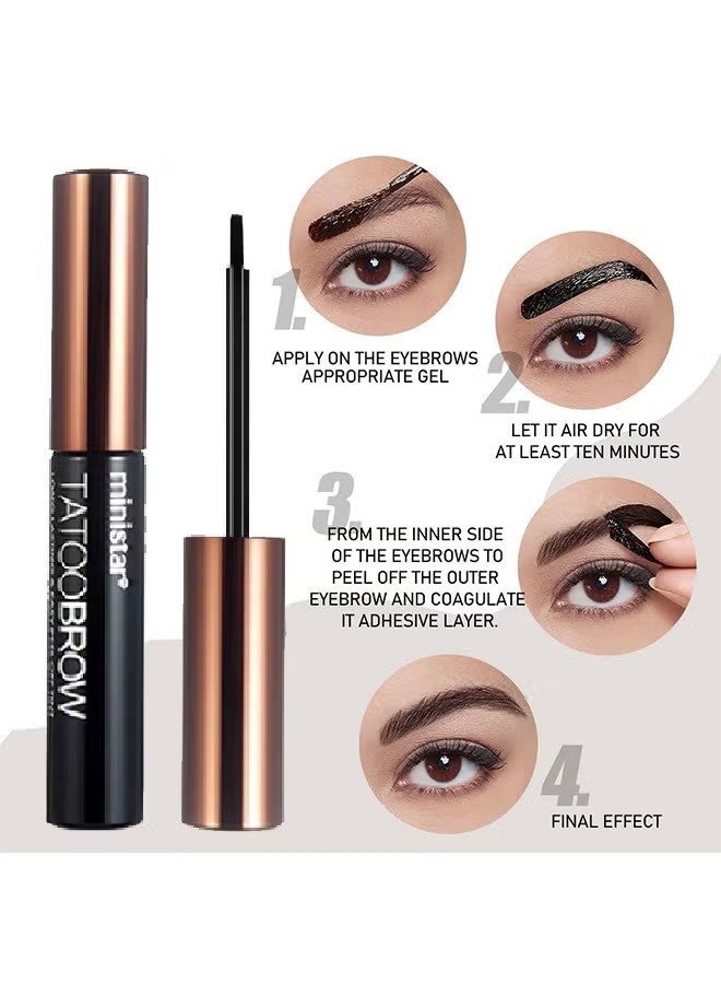 مينيستار حواء الحواجب بالوشم، صبغة قابلة للتقشير طويلة الأمد وسهلة الاستخدام لمدة 3 أيام، جل حواجب بالوشم غني بالغذاء الملكي والألوة فيرا، مقاوم للماء وللطمس، صبغة قابلة للتقشير باللون البني الرمادي - Image 2