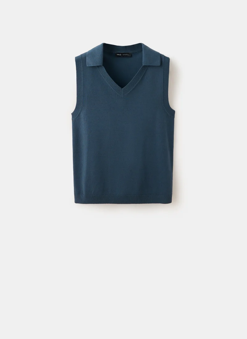 Mango 52-AZUL V-Neck Knit Top for Women | Best Price UAE