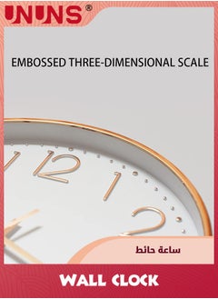 UNUNS ساعة حائط، ساعات حائط دائرية كوارتز عالية الجودة مقاس 12 بوصة، تعمل بالبطارية، سهلة القراءة، ساعة حائط صامتة لغرفة النوم/غرفة المعيشة/المطبخ/المكتب/المدرسة/ديكور المنزل، ذهبي وردي  - Image 4