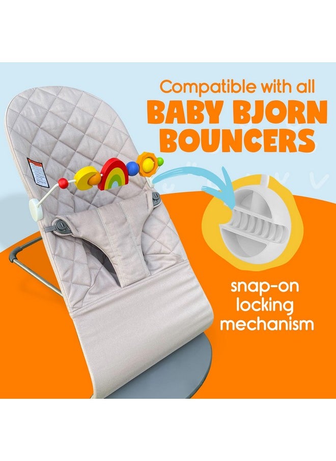 Durabasics - Durabasics Toy Bar Compatible with Baby Bjorn Bouncer Toy Bar - Engaging Colorful Shapes - All Wood - Spinnable - Nature-Inspired Figures Bar Compatible with Baby Bjorn Bouncer - Image 1