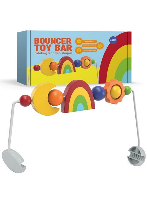 Durabasics Toy Bar Compatible with Baby Bjorn Bouncer Toy Bar - Engaging Colorful Shapes - All Wood - Spinnable - Nature-Inspired Figures Bar Compatible with Baby Bjorn Bouncer