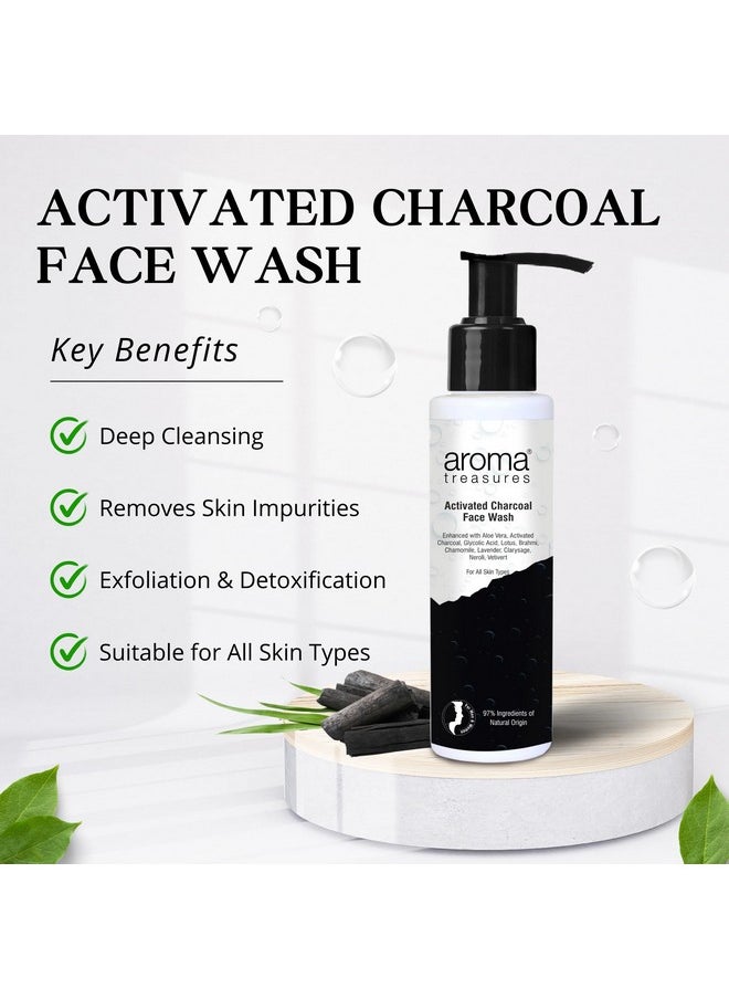 Aroma Treasures Activated Charcoal Detox Face Wash For Glowing Skin, Healthy And Radiant Complexion, Pollution Clear Face Wash Enhanced With Aloe Vera, Glycolic Acid, Lotus, Brahmi, Chamomile - 100Ml  - Image 2