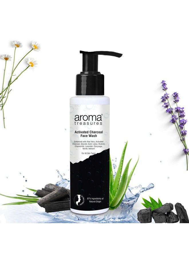 Aroma Treasures Activated Charcoal Detox Face Wash For Glowing Skin, Healthy And Radiant Complexion, Pollution Clear Face Wash Enhanced With Aloe Vera, Glycolic Acid, Lotus, Brahmi, Chamomile - 100Ml  - Image 5