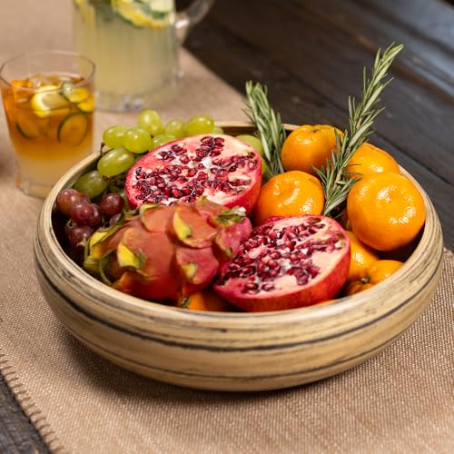 LEXA Bamboo Fruit Bowl for Kitchen Counter, 12 Inch Large & Round, Artisan Lacquered Wooden Fruit Bowl or Candy Bowl, Handcrafted Bamboo Fruit Basket for Kitchen & Home Decor (Black) - Image 2