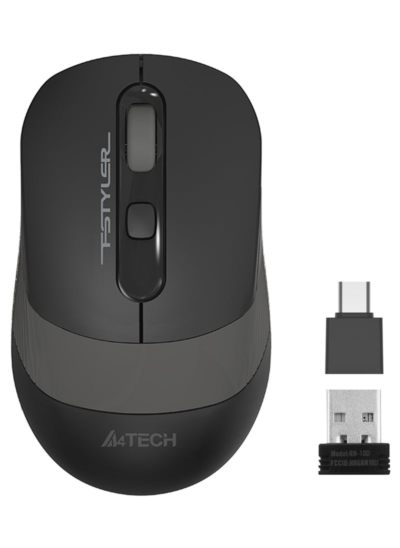 A4TECH Fstyler Dual-Functions Rechargeable Air Mouse FG10CS Air2, [Desk+Air] Bluetooth & 2.4GHz, Consistent Wireless Stability, USB Type-C Charging Cable, Windows 7/8/8.1/10/11, Stone Grey  - Image 1