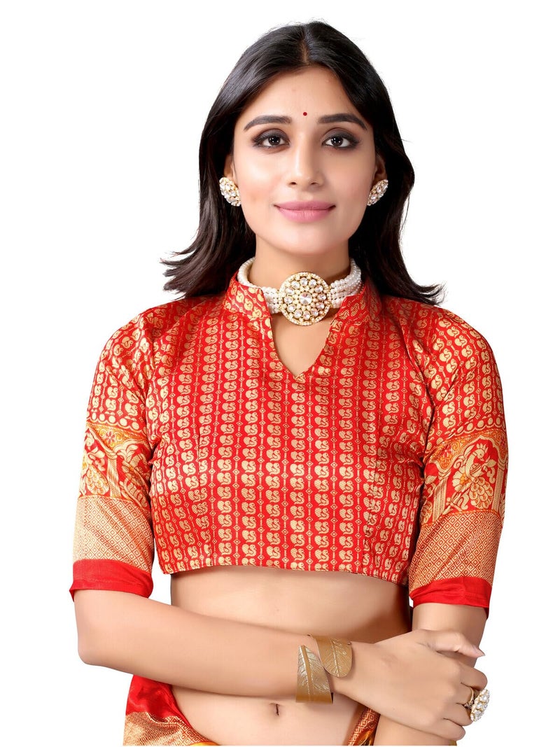 Shiv Textiles Women's Art Silk Paisley Saree(133S105_Mustrad Yellow) - Image 5