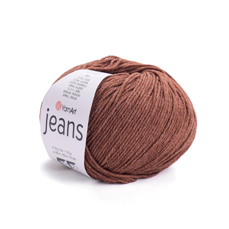 YarnArt Yarn Art Jeans Yarn Amigurumi Cotton Yarn Cotton Yarn Crocheting Knitting Yarn amigurumi Cotton Yarn Turkish Yarn 55 percent Cotton  45 percent PAC Poliacrylic Color 70 Brown