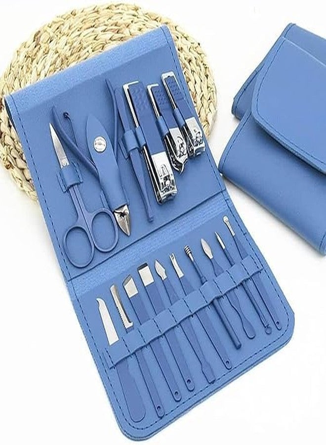 VAUGHN Stainless Steel Professional Manicure Set Nail Cutter For Women Nail Scissors Luxury Grooming Kit Manicure Pedicure Kit For Women Nail Acne Remover needle (16 IN 1 Manicure Set) - Image 1