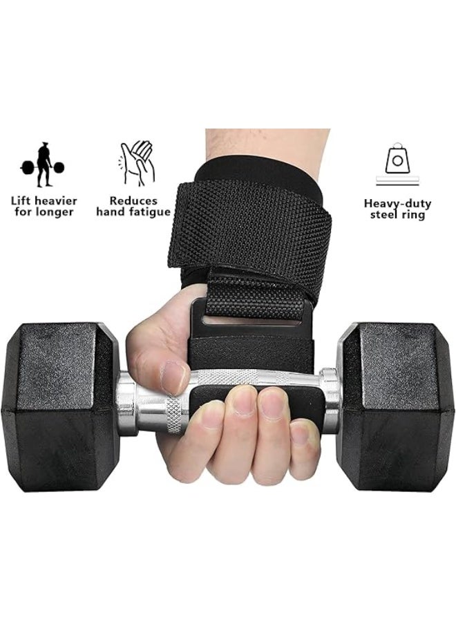 Cool Baby Style Weight Lifting Hooks with Wrist Wraps Deadlift Hooks Wrist Grips, Thick Padded Non-Slip Workout Hook Neoprene Wrist Support Padding Power Hook Grip Gloves for Pull-ups Gym Strength Training, 1 Pair - Image 3