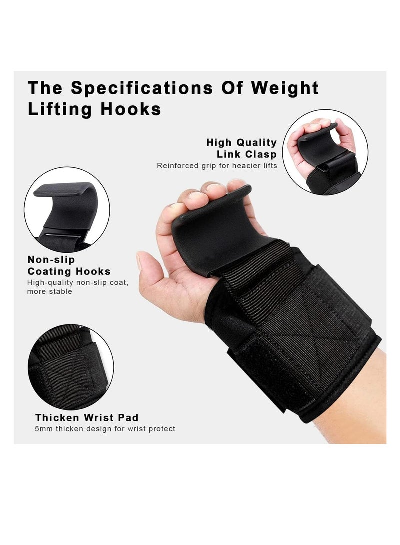 Cool Baby Style Weight Lifting Hooks with Wrist Wraps Deadlift Hooks Wrist Grips, Thick Padded Non-Slip Workout Hook Neoprene Wrist Support Padding Power Hook Grip Gloves for Pull-ups Gym Strength Training, 1 Pair - Image 4