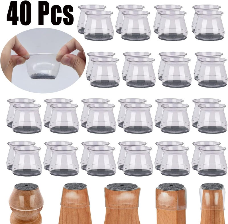 BUMACO 40Pcs Chair Leg Floor Protectors Chair Leg Protectors for Hardwood Floors Silicone Pads Covers to Protect Floors Universal L Clear Fit (1-5/16"~2") - Image 4