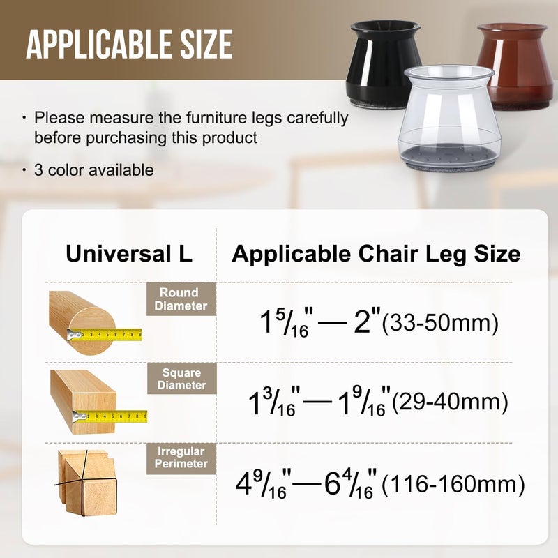 BUMACO 40Pcs Chair Leg Floor Protectors Chair Leg Protectors for Hardwood Floors Silicone Pads Covers to Protect Floors Universal L Clear Fit (1-5/16"~2") - Image 2