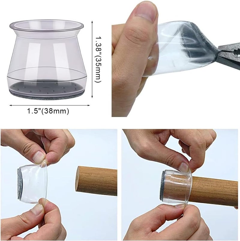 BUMACO 40Pcs Chair Leg Floor Protectors Chair Leg Protectors for Hardwood Floors Silicone Pads Covers to Protect Floors Universal L Clear Fit (1-5/16"~2") - Image 5