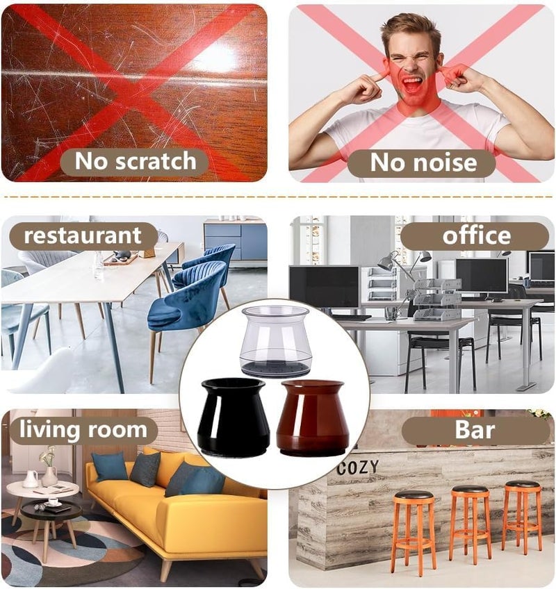 BUMACO 40Pcs Chair Leg Floor Protectors Chair Leg Protectors for Hardwood Floors Silicone Pads Covers to Protect Floors Universal L Clear Fit (1-5/16"~2") - Image 3