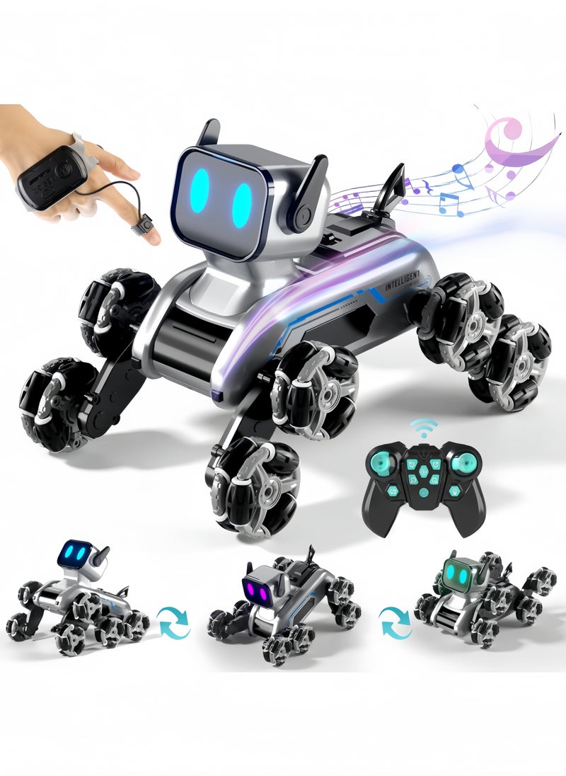 GGEROU Robot Dog Toy Remote Control Car for Kids 2.4Ghz Remote Control Dog Stunt RC Cars with Music & Light 8 Wheels Hand Controlled RC Stunt Car Toys  - Image 1