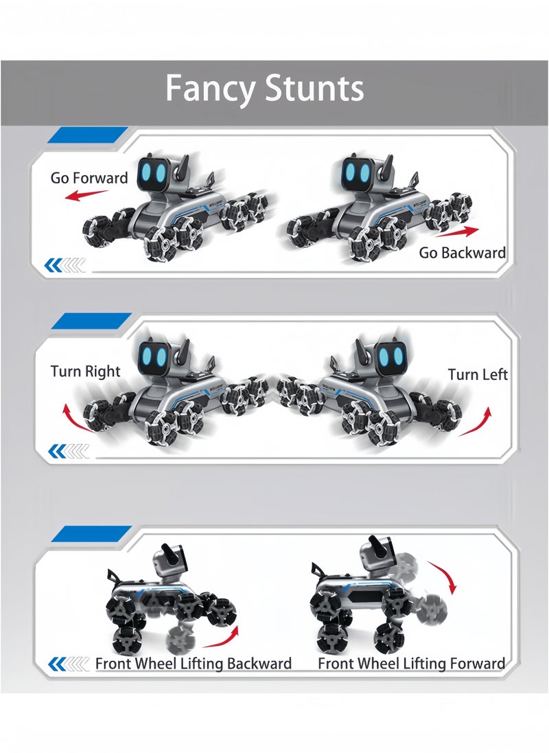 GGEROU Robot Dog Toy Remote Control Car for Kids 2.4Ghz Remote Control Dog Stunt RC Cars with Music & Light 8 Wheels Hand Controlled RC Stunt Car Toys  - Image 5