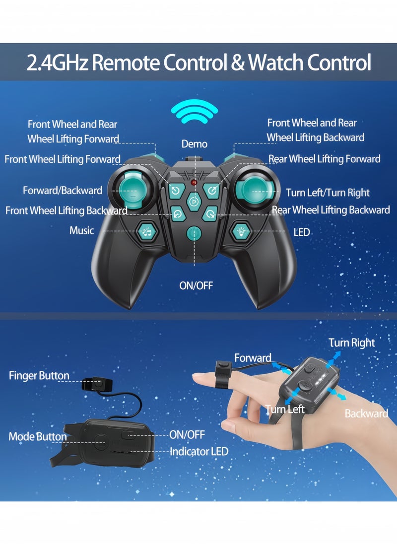 GGEROU Robot Dog Toy Remote Control Car for Kids 2.4Ghz Remote Control Dog Stunt RC Cars with Music & Light 8 Wheels Hand Controlled RC Stunt Car Toys  - Image 4