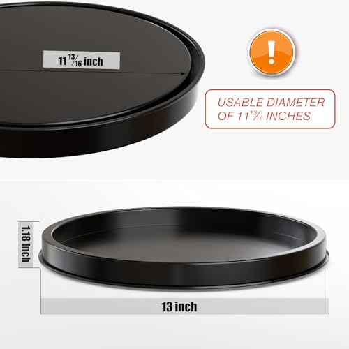 HGF Decorative Tray for Coffee Table, 13 Inch Lightweight Metal Round Trays for Kitchen Sink Counter Organizer Dining Centerpiece Table for Display Candle Vase, Black Round Tray for Decor - Image 2