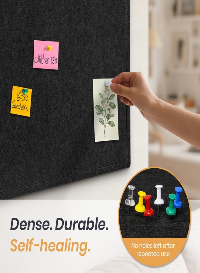 QUEENLINK Large Bulletin Board, 36" x 24" Foldable Felt Cork Board Alternative for Wall, 3' x 2' Decorative Pin Vision Board for Home Office School with Self-Adhesive Tape, 20 Push Pin - Black - Image 3