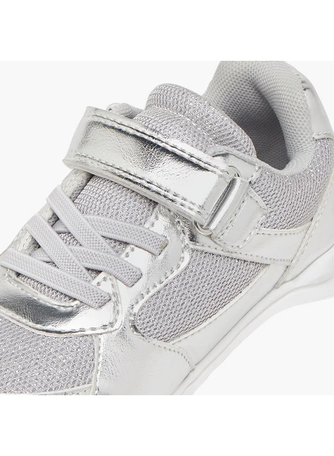 JUNIORS Girls Panelled Sneakers with Hook and Loop Closure
